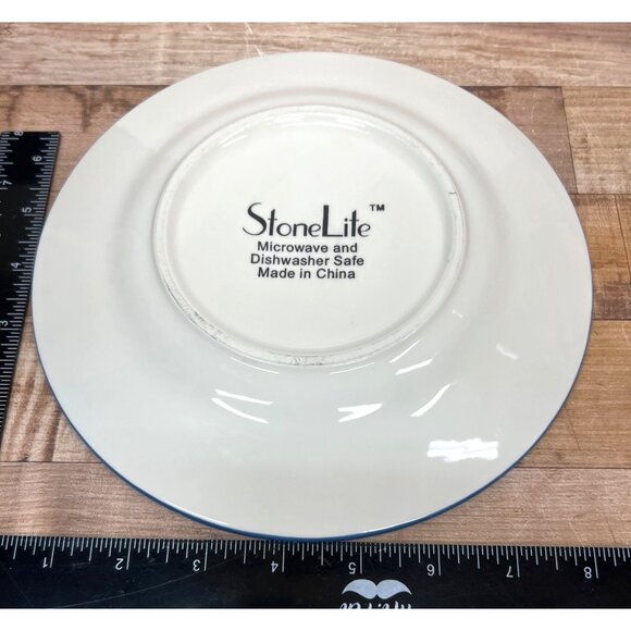 StoneLite Snowman Winter Scene Plates Set Of 4 - Picture 5 of 5